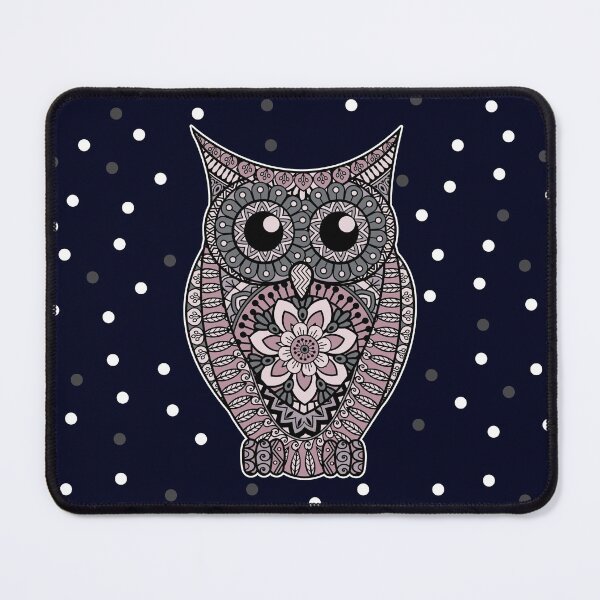 Item preview, Owl Zentangle in Shades of Pink And Grey designed and sold by madtoyman.