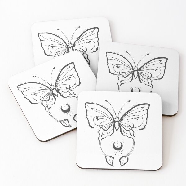 Item preview, Line art tattoo Victorian celestial style butterfly with moon  designed and sold by Kamila Nigmatullina.