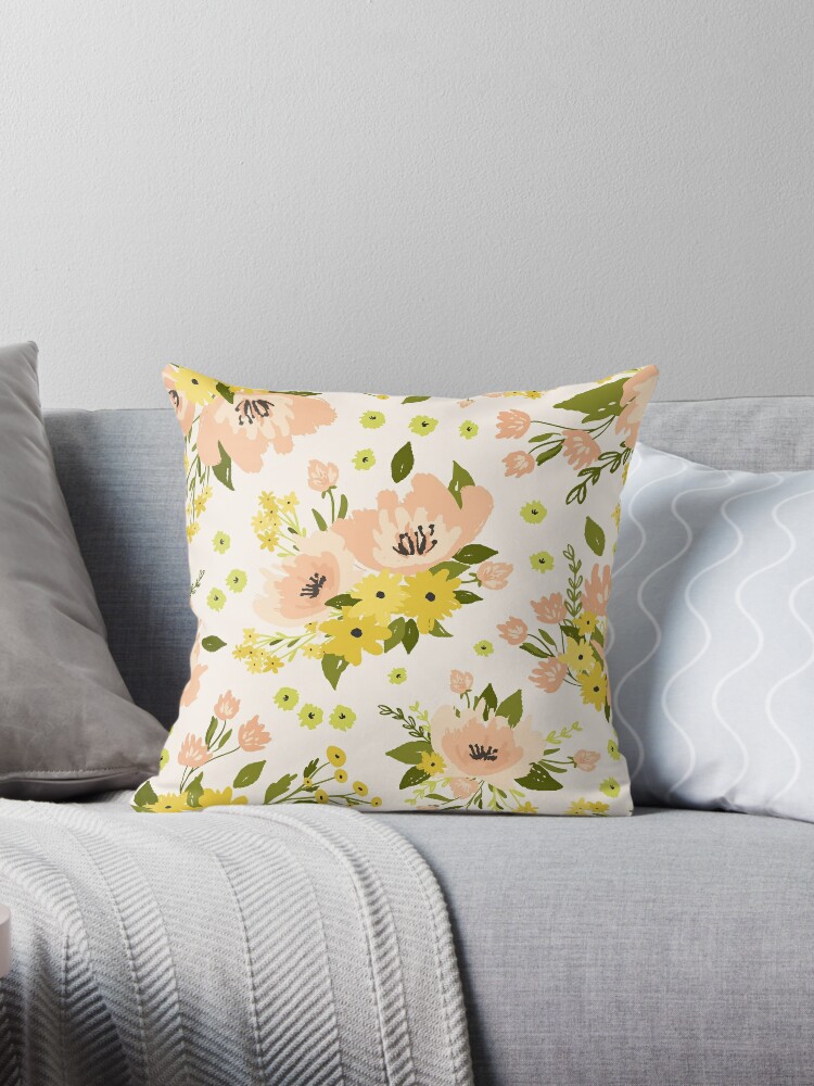 Peach and sales gray throw pillows