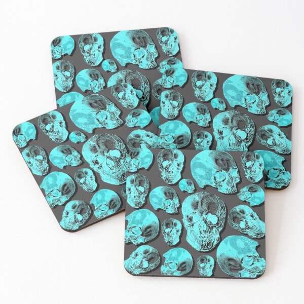 Item preview, Turquoise Group Of Human Skulls Vintage Illustration Line Drawing designed and sold by TrulyEpoque.