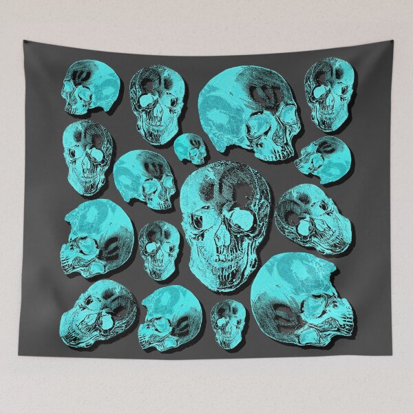 Item preview, Turquoise Group Of Human Skulls Vintage Illustration Line Drawing designed and sold by TrulyEpoque.