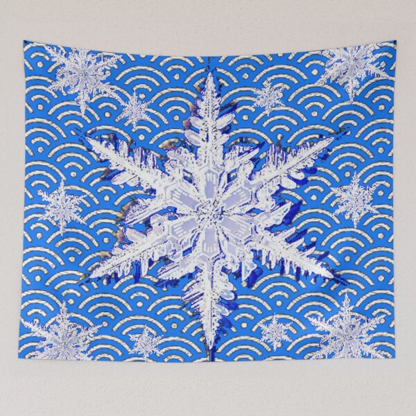 Item preview, DECORATIVE SNOWFLAKES ON BLUE CLOUD PATTERN ART   designed and sold by sharlesart.
