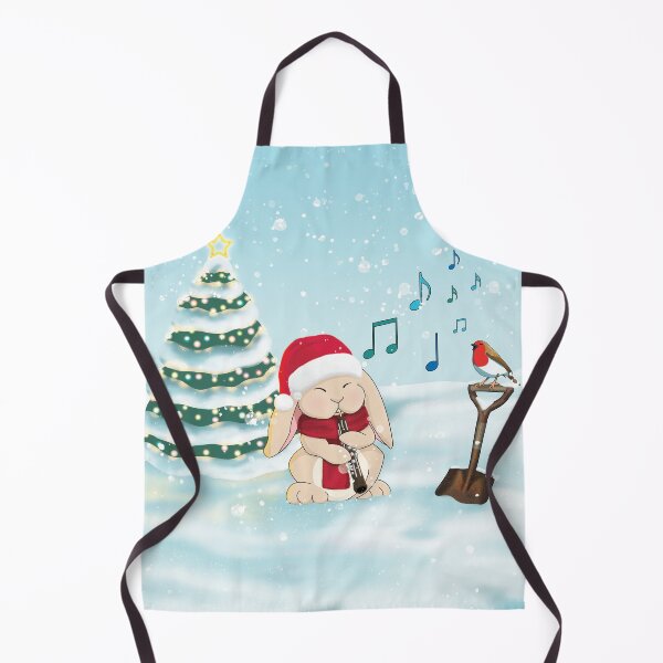 Item preview, Christmas Oboe Playing Bunny with Tree and Robin designed and sold by Jazznote.