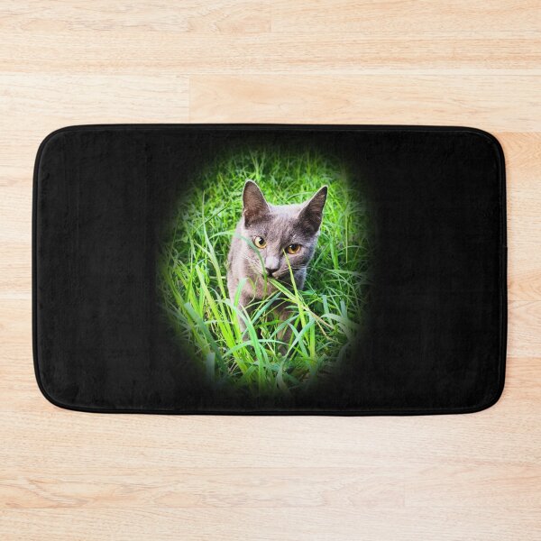 Item preview, Cute Russian blue cat photo in the grass  designed and sold by FLASHOP.