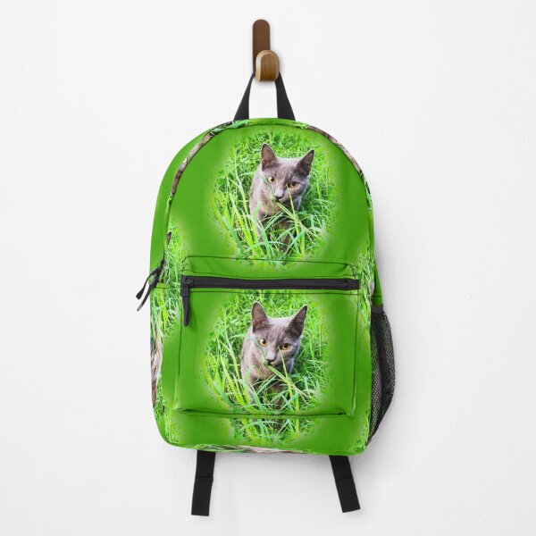 Item preview, Cute Russian blue cat photo in the grass designed and sold by FLASHOP.