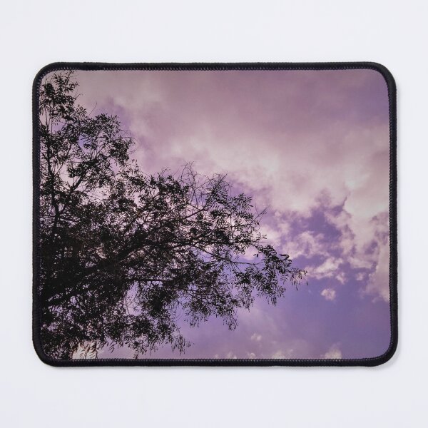 Item preview, A Purple Gradient Dreamy Sky with Tree Branches & Scattered Cotton Candy Clouds - Photography designed and sold by By Roqia.