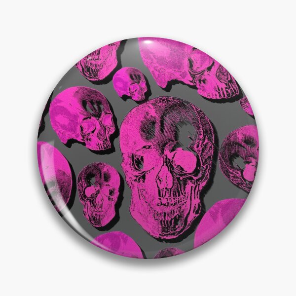 Item preview, Hot Pink Group Of Human Skulls Vintage Illustration Line Drawing designed and sold by TrulyEpoque.