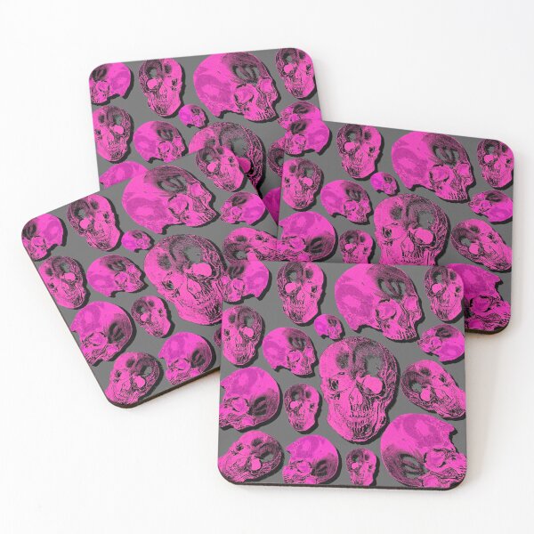 Item preview, Hot Pink Group Of Human Skulls Vintage Illustration Line Drawing designed and sold by TrulyEpoque.