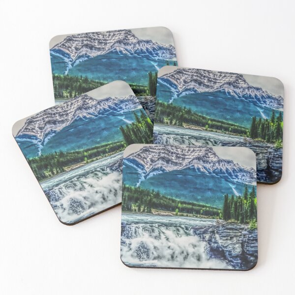 Item preview, Waterfall and Mountain, Vintage Rustic Painting designed and sold by ACC .