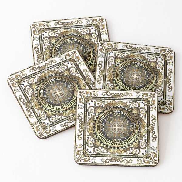 Item preview, Ornate Baroque White Gold Black Greek Keys designed and sold by Yiorgos Designs.
