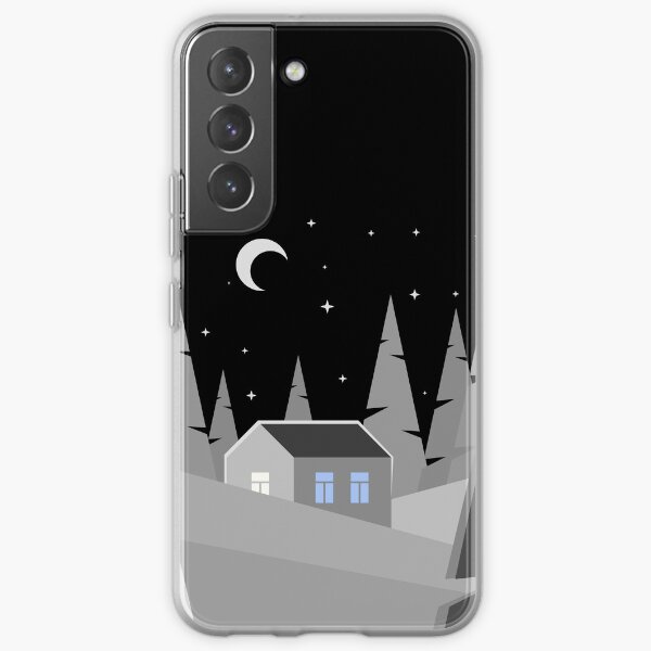 Christmas winter landscape, minimalist blue monochrome Samsung Galaxy Soft Case