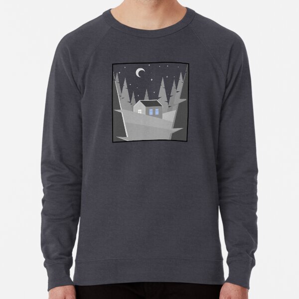 Christmas winter landscape, minimalist blue monochrome Lightweight Sweatshirt