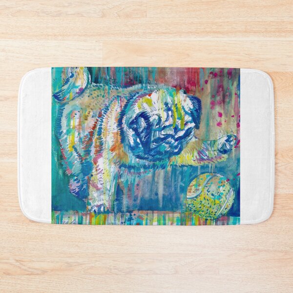 Item preview, PUPPY PUG PLAYING WITH A TENNIS BALL - watercolor painting designed and sold by lautir.