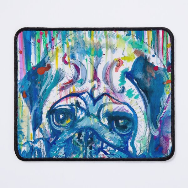 Item preview, PUG RESTING ON THE FLOOR - watercolor portrait designed and sold by lautir.