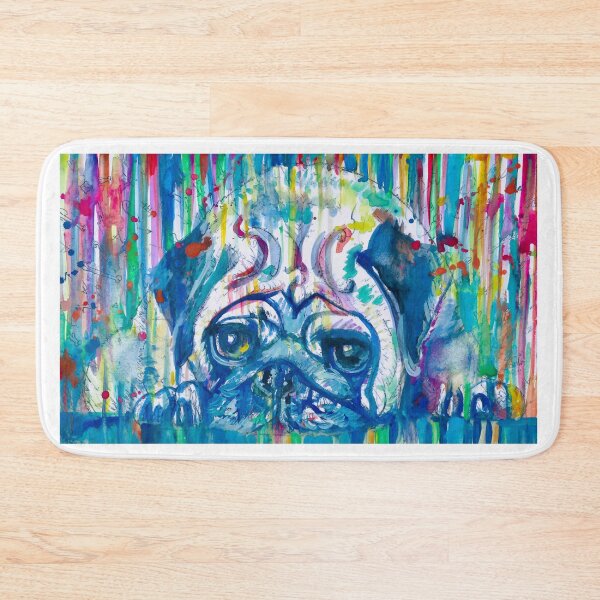 Item preview, PUG RESTING ON THE FLOOR - watercolor portrait designed and sold by lautir.