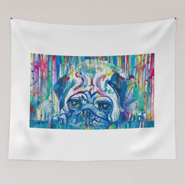 Item preview, PUG RESTING ON THE FLOOR - watercolor portrait designed and sold by lautir.