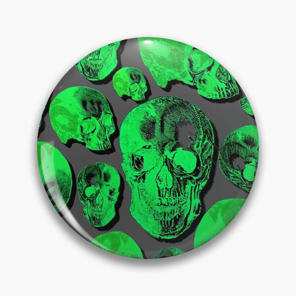 Item preview, Green Group Of Human Skulls Vintage Illustration Line Drawing designed and sold by TrulyEpoque.
