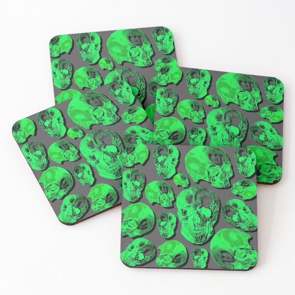 Item preview, Green Group Of Human Skulls Vintage Illustration Line Drawing designed and sold by TrulyEpoque.