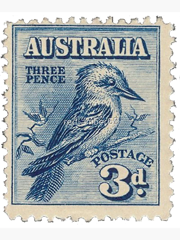 Australia Three Pence Blue Postage Stamp | Greeting Card