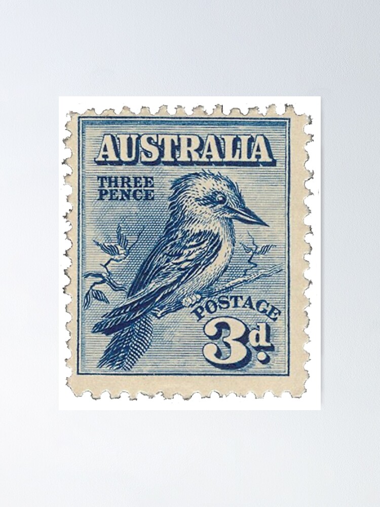 Australia Three Pence Blue Postage Stamp Poster for Sale by red-amber65