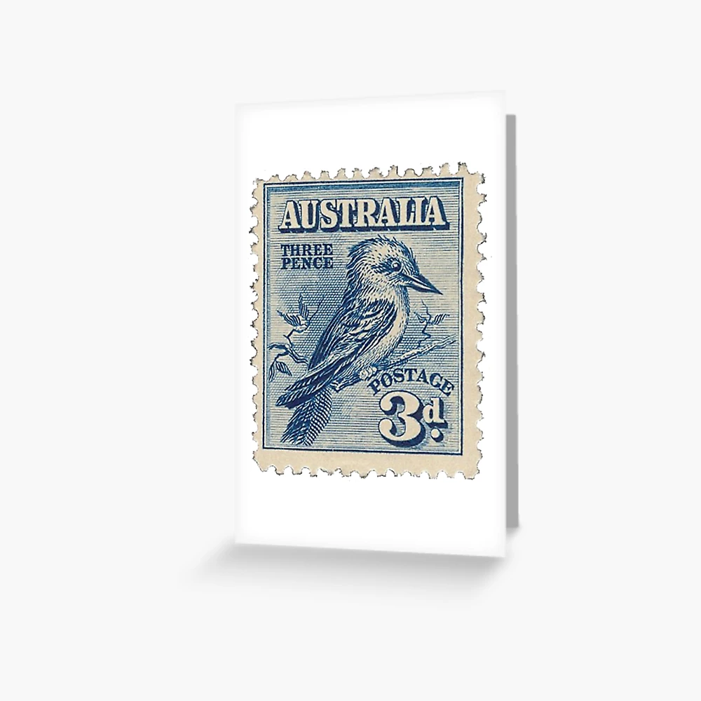 Australia Three Pence Blue Postage Stamp | Greeting Card