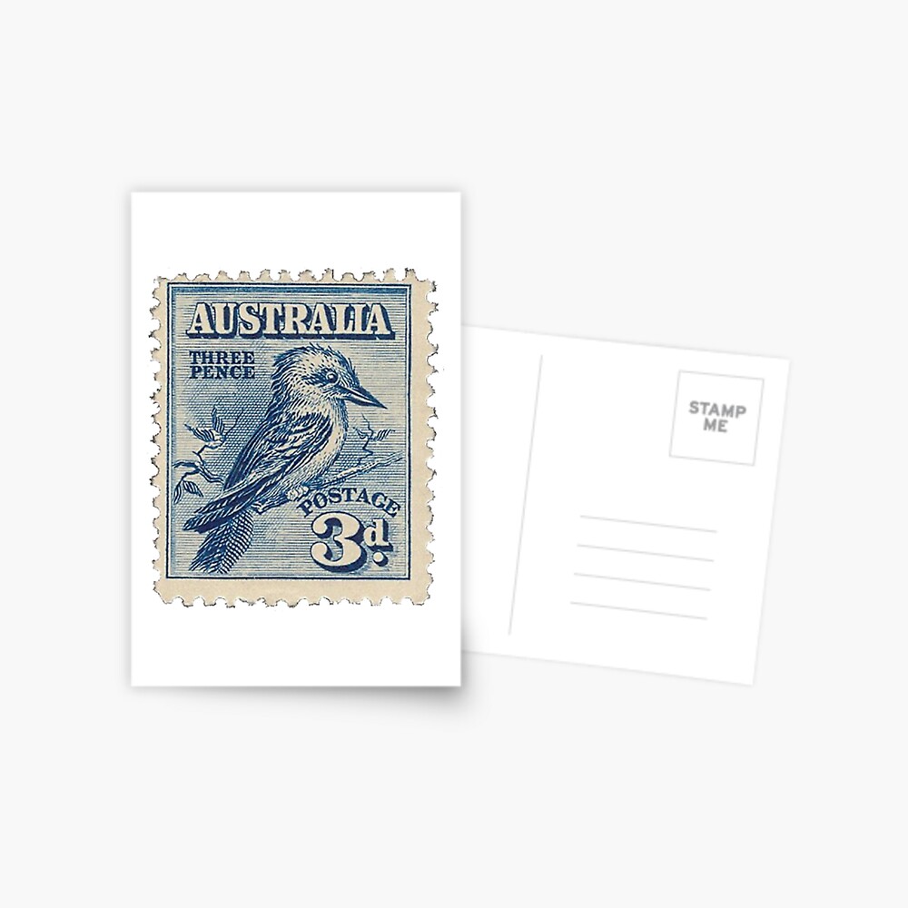 Australia Three Pence Blue Postage Stamp | Postcard