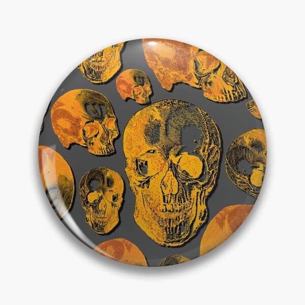 Item preview, Orange Group Of Human Skulls Vintage Illustration Line Drawing designed and sold by TrulyEpoque.