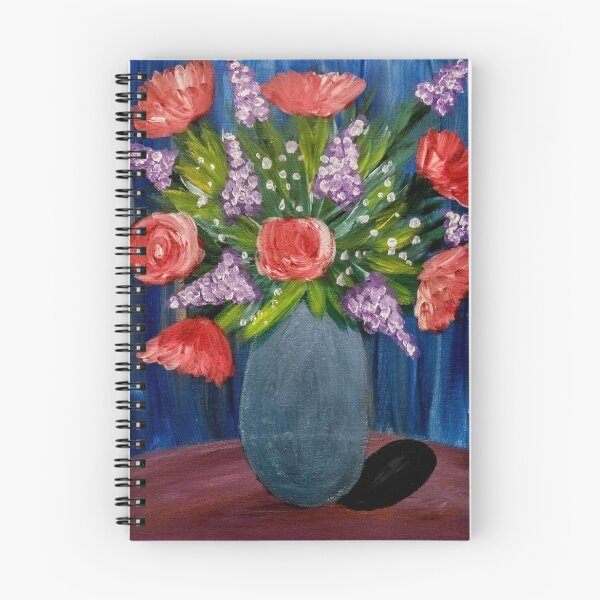 Item preview, Some mixed flowers with red roses In a metallic baby blue vase  designed and sold by kkartwork.
