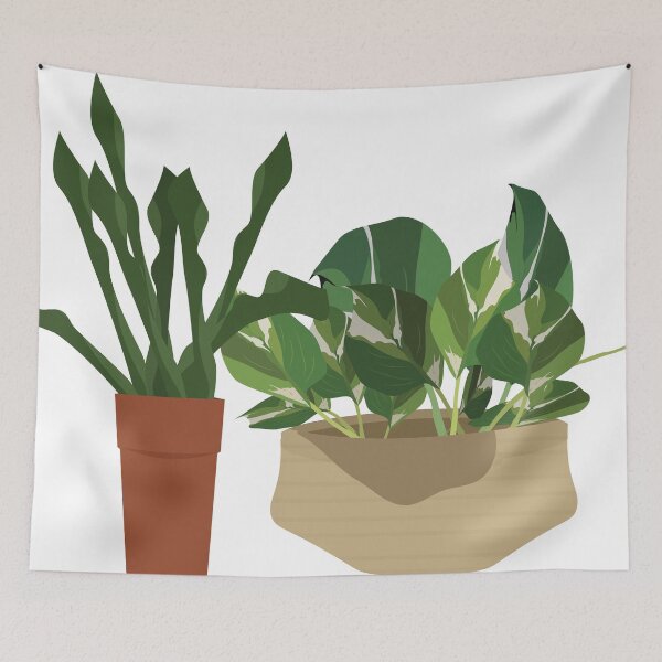 Item preview, Beautiful Sansevieria zeylanica green leaves and Epipremnum aureum or money plant for home decoration in the terracotta pot. White isolated designed and sold by KARTICK DUTTA.