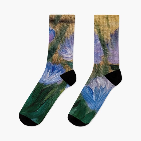 Aperçu de l'œuvre Quelques fleurs sauvages abstraites en violet et bleu avec de hautes herbes créée et vendue par kkartwork.