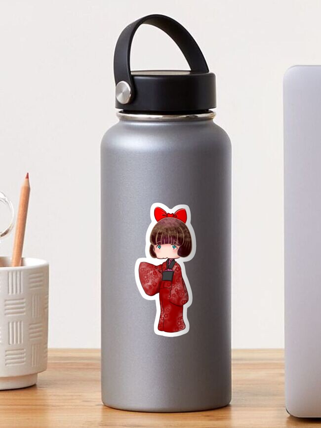 Thumbnail 1 of 3, Sticker, Chibi Red Kimono Girl designed and sold by Hawa777ARTS.