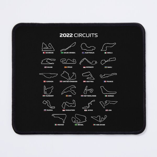 2022 Season Circuits - Race Tracks (Black BG) Mouse Pad