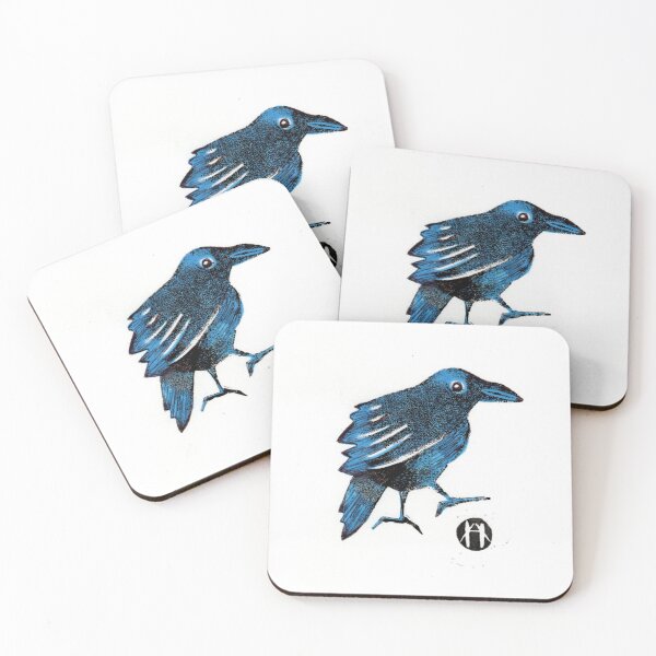 Item preview, Jaunty crow linocut print designed and sold by arthursprints.