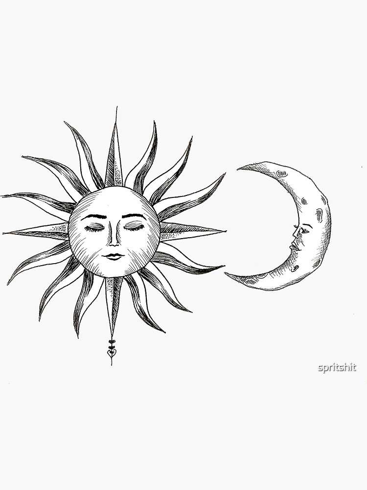Bohemian Sun And Moon Sticker For Sale By Spritshit Redbubble