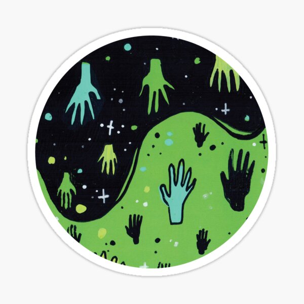 green hands circle Sticker