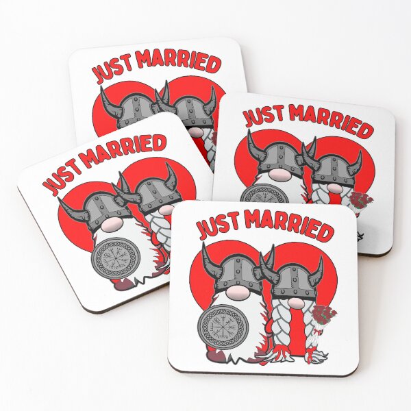 Item preview, Just Married Nordic Gnomes Viking Tomte Couple Scandinavian Nisse designed and sold by funnytshirtemp.