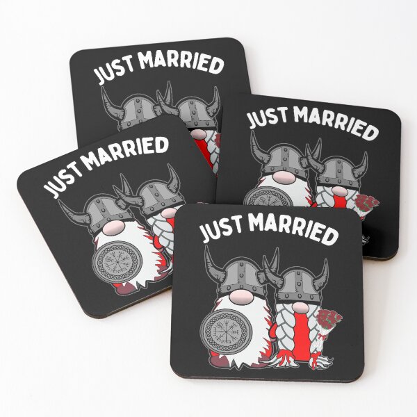 Item preview, Just Married Nordic Gnomes Viking Tomte Couple Scandinavian Nisse designed and sold by funnytshirtemp.