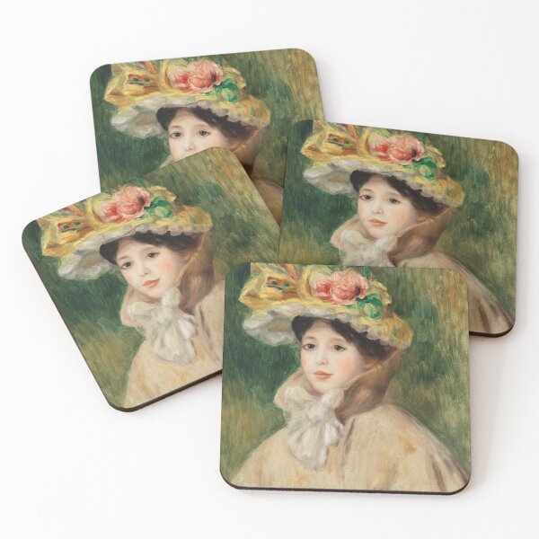 Aperçu de l'œuvre Peinture impressionniste Femme à la capeline (Femme à la capeline) (début des années 1890) par Pierre-Auguste Renoir créée et vendue par Designedbysm.