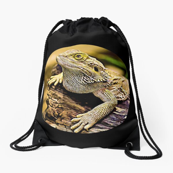 Bearded Dragon Portrait Drawstring Bag