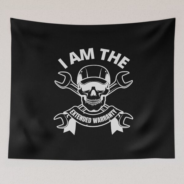 Item preview, I Am The Warranty Extended Warranty Funny Wrench Skull designed and sold by CarantinedChaos.