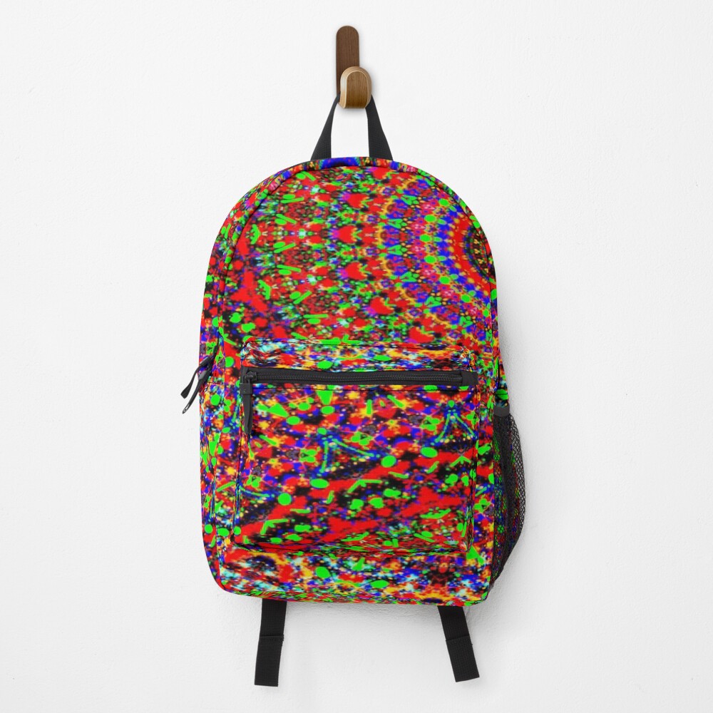 A Mesmerizing Floral Illusion - Item 4 - Red Circle Of Beads on a backpack