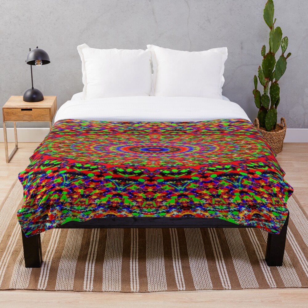 A Mesmerizing Floral Illusion - Item 4 - Red Circle Of Beads on a throw blanket