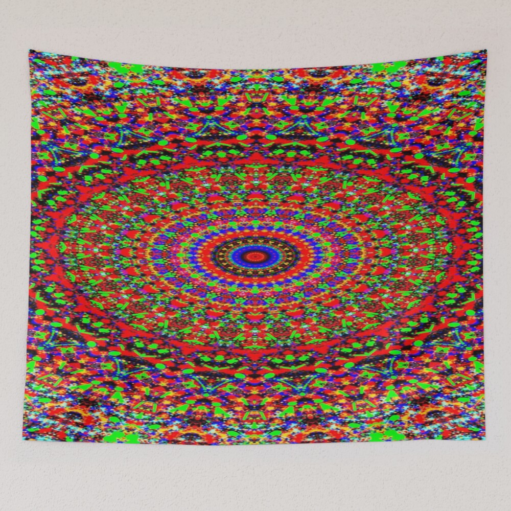 A Mesmerizing Floral Illusion - Item 4 - Red Circle Of Beads on a tapestry