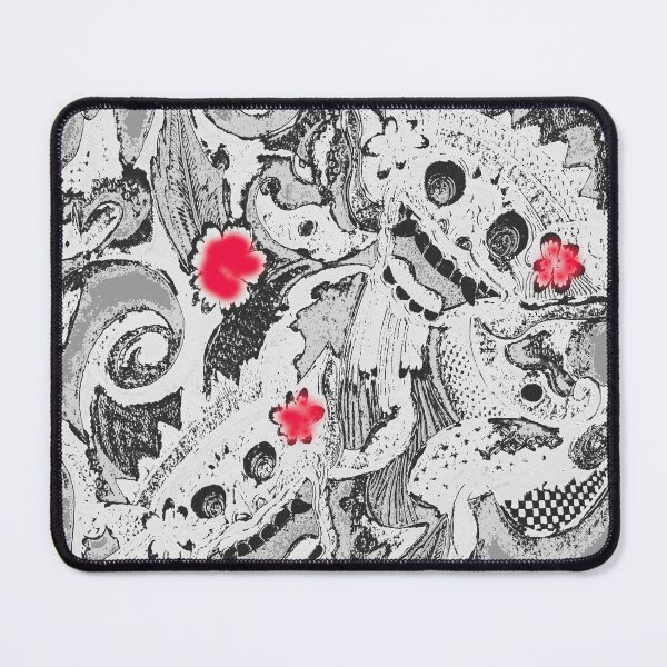 Item preview, Shades of Gray with Red Flowers Balinese Barong Indonesia designed and sold by AlteredAtelier.