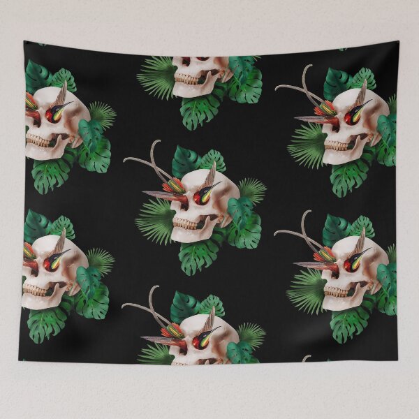 Item preview, Pirate skull tropical plants goth tiki exotic designed and sold by Francesco Carli.