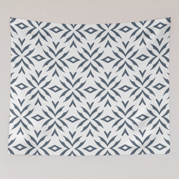 Item preview, Blue and White Abstract Flower Pattern Pairs Valspar 2022 Color of the Year Mountain River 4005-6C - Colour Trends designed and sold by ColorOfTheYears.