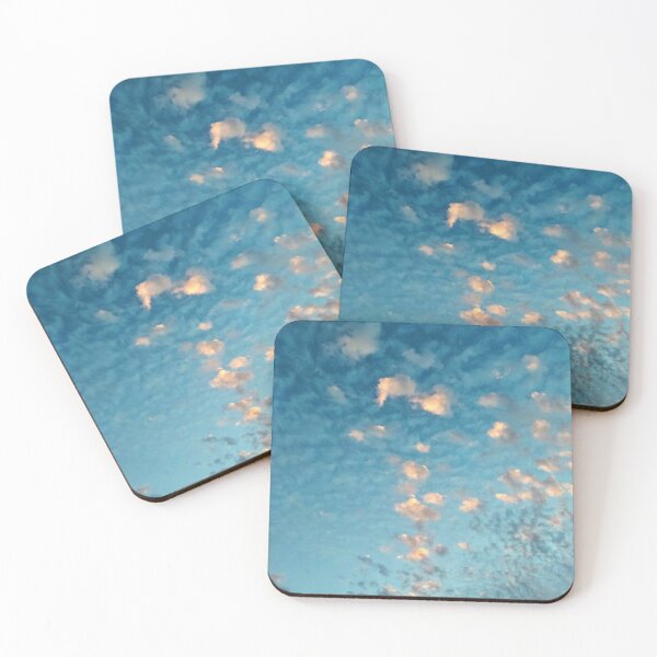 Item preview, Blue-Orange Burning Dreamy Sky with Scattered Burning Cotton Candy Clouds - Photography  designed and sold by By Roqia.