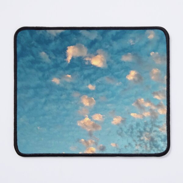 Item preview, Blue-Orange Burning Dreamy Sky with Scattered Burning Cotton Candy Clouds - Photography designed and sold by By Roqia.