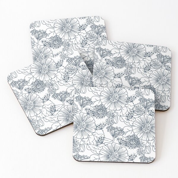 Item preview, Blue and White Hand Drawn Floral Pattern Pairs Valspar 2022 Color of the Year Mountain River 4005-6C - Colour Trends designed and sold by ColorOfTheYears.