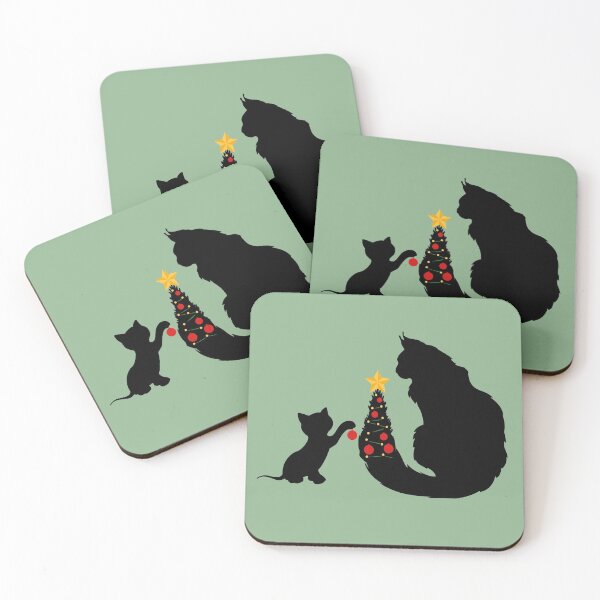 Item preview, black cats decorate the Christmas tree designed and sold by PicturePatty.